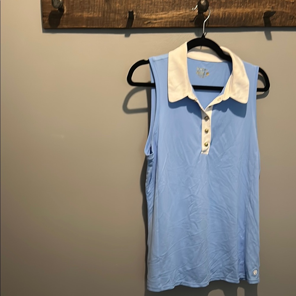 Lilly Pulitzer Blue Polo Tank Top with Buttoned Collar